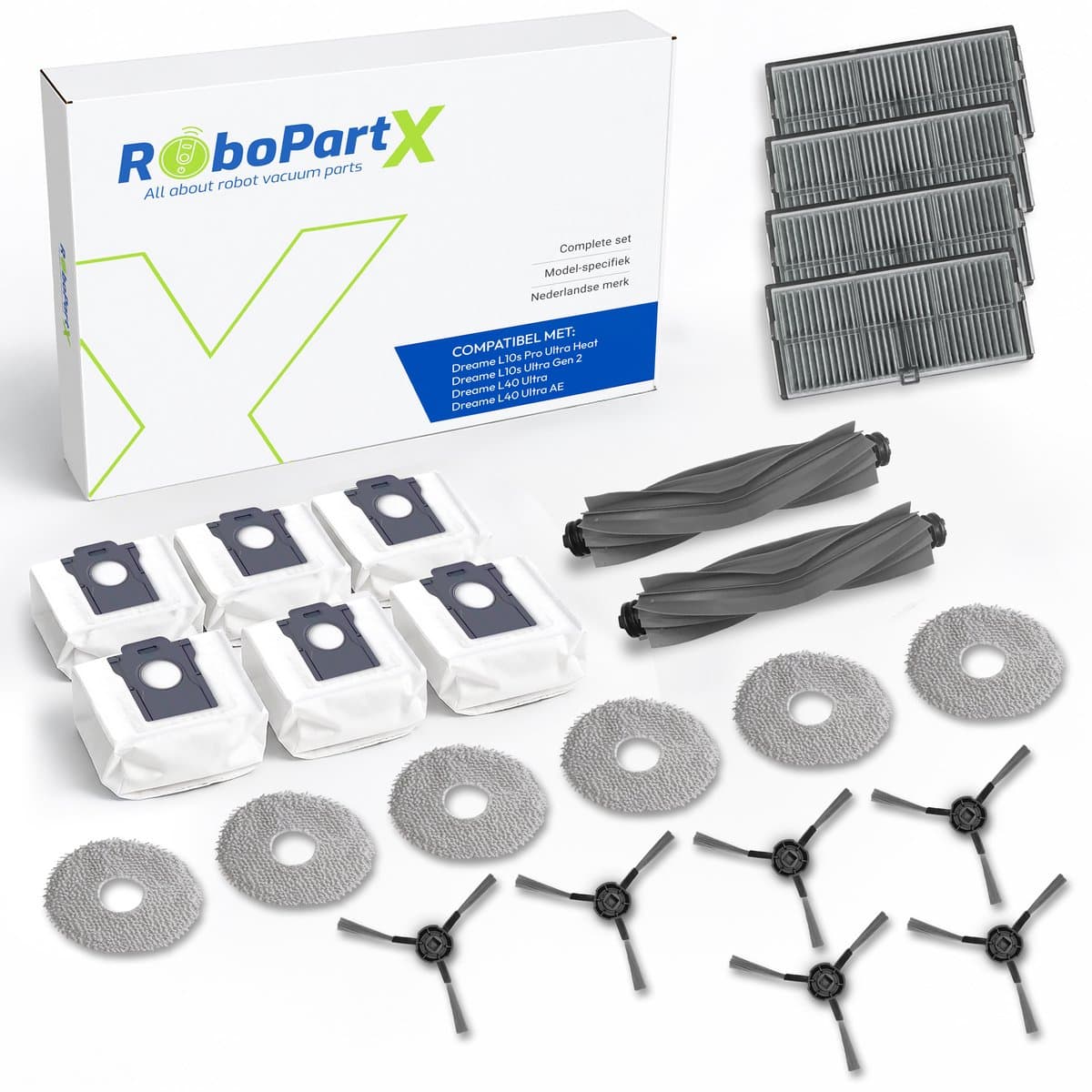 24-delige Accessoires Set Geschikt voor Dreame L10s Ultra Gen 2 / L10s Pro Ultra / L10s Pro Ultra Heat / L40 Ultra AE / X30 Ultra Robotstofzuiger - Complete Onderhoudsset - Onderdelen — afbeelding 1