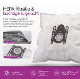 VANJOOL® Stofzuigerzakken voor Bosch & Siemens Type D/E/F/G/H – Geschikt voor BBZ41FGALL, SI52 en G ALL – 20 Stuks – PowerProtect-Compatibel – Sterke Filtratie & Perfecte Pasvorm — thumbnail 2