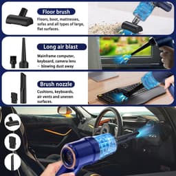 Mini-Handstofzuiger - Blauw - Draadloos - 15.000 PA - Voor Auto en Huis — thumbnail 2