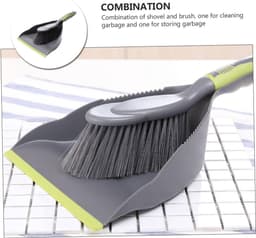 Bezem Stoffer Set - Kruimelborstel Vloer - Bureau Schoonmaken - Met Ophanggat - 325 cm - Grijs Groen — thumbnail 5