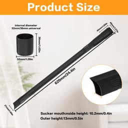 Dailygoods- Spleetmondstuk 62cm - Stofzuiger Opzetstuk 35mm/32mm - Zacht Flexibel - Universeel - Voor Meerdere Modellen - Plat Ontwerp - Stofzuigeropzetstuk — thumbnail 3