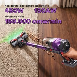 Lubluelu G20 Draadloze Steelstofzuiger 50Kpa- 5 in 1 Handstofzuiger - Zelfstaand Design - 45 Min Gebruikstijd - Verwijderbare Batterij- Anti-klit Borstel - HEPA-filter - LED-koplampen — thumbnail 1