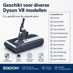 SQOON® Accu geschikt voor Dyson V8 steelstofzuiger - Gelijk aan model: 967834-02 - Li-ion 21,6V 3,0Ah 64,8Wh — thumbnail 2