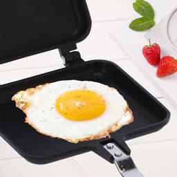 Dubbelzijdige braadpan, vierkant, anti-aanbak, ontbijt, braadpan, sandwich, brood, toast, bakken, pannenkoekenpan, omkeerbare pan, breakfast sandwichmaker met hittebestendig handvat — thumbnail 3