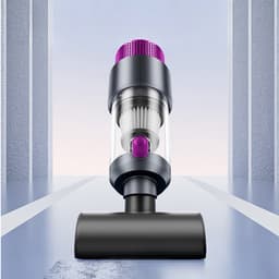 Draadloze handstofzuiger – Autostofzuiger – Handblazer – Mini-huisstofzuiger – Draagbaar – Inclusief 1 filterpatroon – 135W superzuigkracht – USB-interface – 6500PA – Premium grijs + rozerood — thumbnail 3