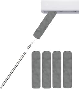 Lange Steel Stofdoek - Uitschuifbare Plumeau - Huis Schoonmaken - Wasbare Microvezelkop - Verstelbaar - Grijs — thumbnail 1
