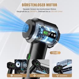 Handstofzuiger Accu - Draagbare Zuiger - Auto Huis Reinigen - 4-in-1 Functionaliteit - 25000 PA Zuigkracht - Zwart — thumbnail 3