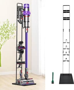 Stofzuiger standaard - Houders beugel - Opbergen accessoires - Geen wandbeschadiging - 444 x 2339 x 98 cm - Zwart — thumbnail 1