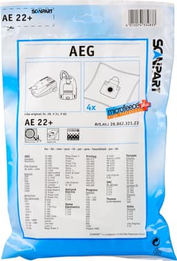Scanpart stofzuigerzakken 4 stuks - Geschikt voor AEG Aventure, Ergo Essence, Salomon, T2, Vampyr 5000 - Electrolux - Gr 28S E53N ES53 - Inclusief 1 filter - Alternatief — thumbnail 1