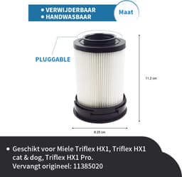 Replacements® filters geschikt voor Miele Triflex HX1 – set van 2 filters + 1 krabber — thumbnail 3