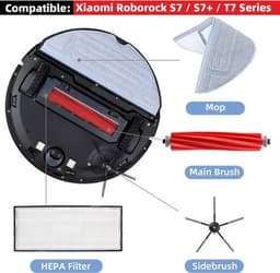 16 stuks accessoireset geschikt voor Xiaomi Roborock S7/S7+/ S7 MaxV / S7 MaxV Plus/S7 MaxV Ultra / S7 Pro Ultra stofzuiger, reserveonderdelen, bevat 2 hoofdborstels, 4 reinigingsdoeken, 4 HEPA-filters, 6 — thumbnail 3