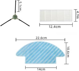Accessoires set - Geschikt voor Lefant M210 M210S M210B M210P M213 OKP Life K2 K3 K3A K4 K5 Stofzuiger - Reserveonderdelen - 6 HEPA-filters, 4 Zijborstels, 2 Dweilpads — thumbnail 2