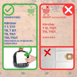 10 Stuks Stofzuigerzakken Geschikt voor Karcher T 7/1 en T10/1 - Vervanging voor 6.904-315.0 — thumbnail 2