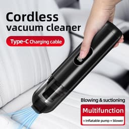 Handstofzuiger - Handstofzuiger draadloos - Mini stofzuiger -Draadloze stofzuiger - Kruimeldief - 3 opzetstukken - Dubbele zuig- en opblaasstand - 2600mAh accu - Geluidsarm ABS-behuizing - Thuis - Auto - Draagbaar - Oplaadbaar - Zwart — thumbnail 5