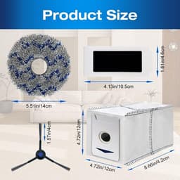 Reserveonderdelen geschikt voor ECOVACS DEEBOT T30 Omni/T30 PRO Omni – 17-delige accessoire set geschikt voor robotstofzuigers, inclusief 4 HEPA-filters, 4 dweilen, 4 zijborstels en 4 stofzakken. — thumbnail 2