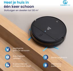 CleanWise Henk Duo Pack – 2× Robotstofzuiger met dweilfunctie en laadstation – 4500 Pa zuigkracht, app- en spraakbediening – ideaal voor huisdieren, harde vloeren & tapijt — thumbnail 3