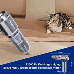 Kraftverdia Kruimelzuiger Snoerloos - Handstofzuiger - Auto stofzuiger - Zwart / Grijs - Incl. opzetstukken — thumbnail 2