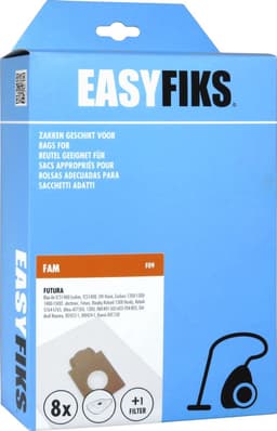 Easyfiks - Stofzuigerzakken - Geschikt voor FAM Futura, Ecoline TCS1400 - 8 Stuks — thumbnail 1