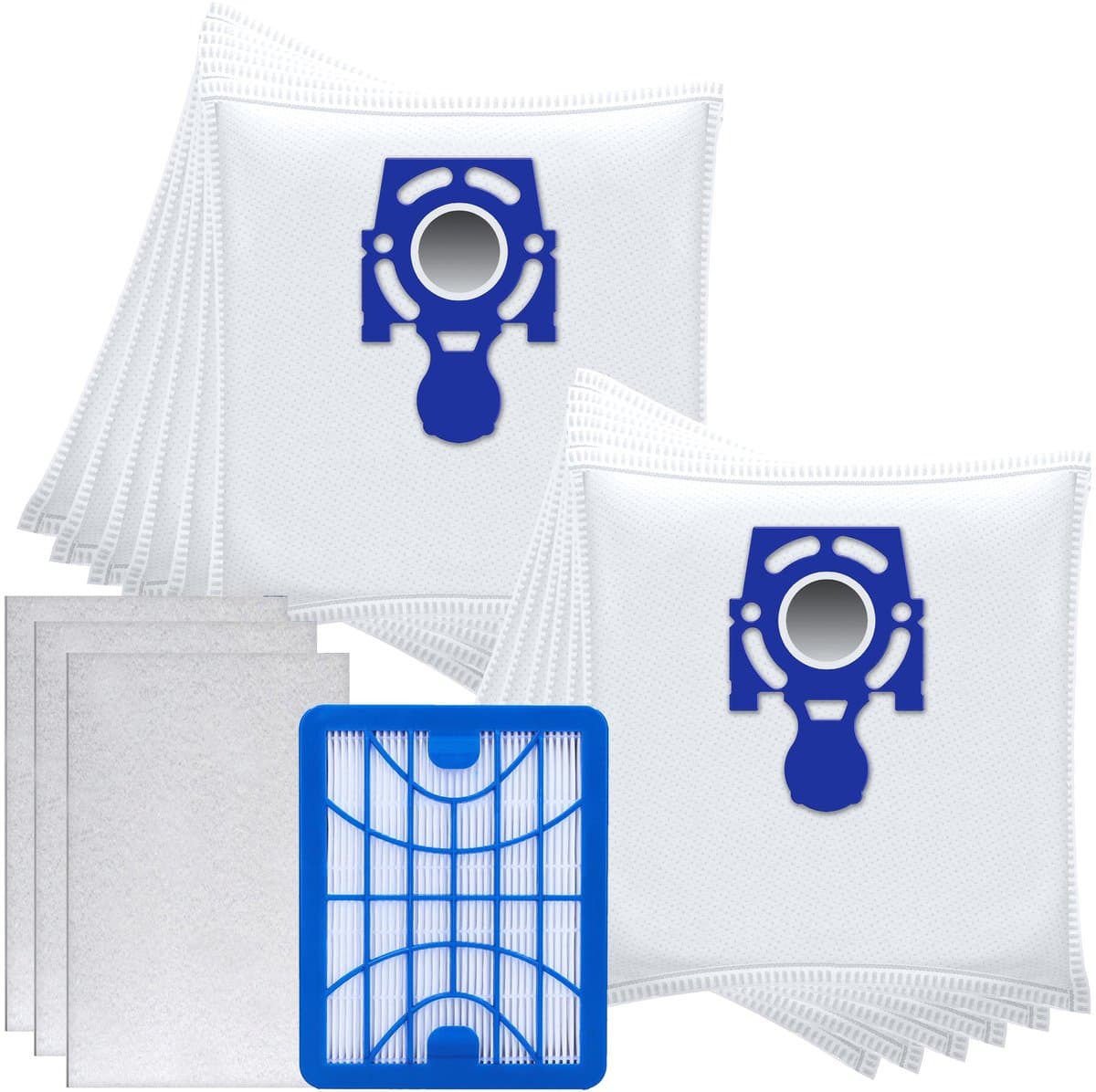 Sillar Set 12x Stofzuigerzak - microvezel - 1x Hepa filter, 3x filters universeel - vervangend - 3-laags filtersysteem - geschikt voor stofzuigers Zelmer Clarris Cobra Oddysey — afbeelding 1