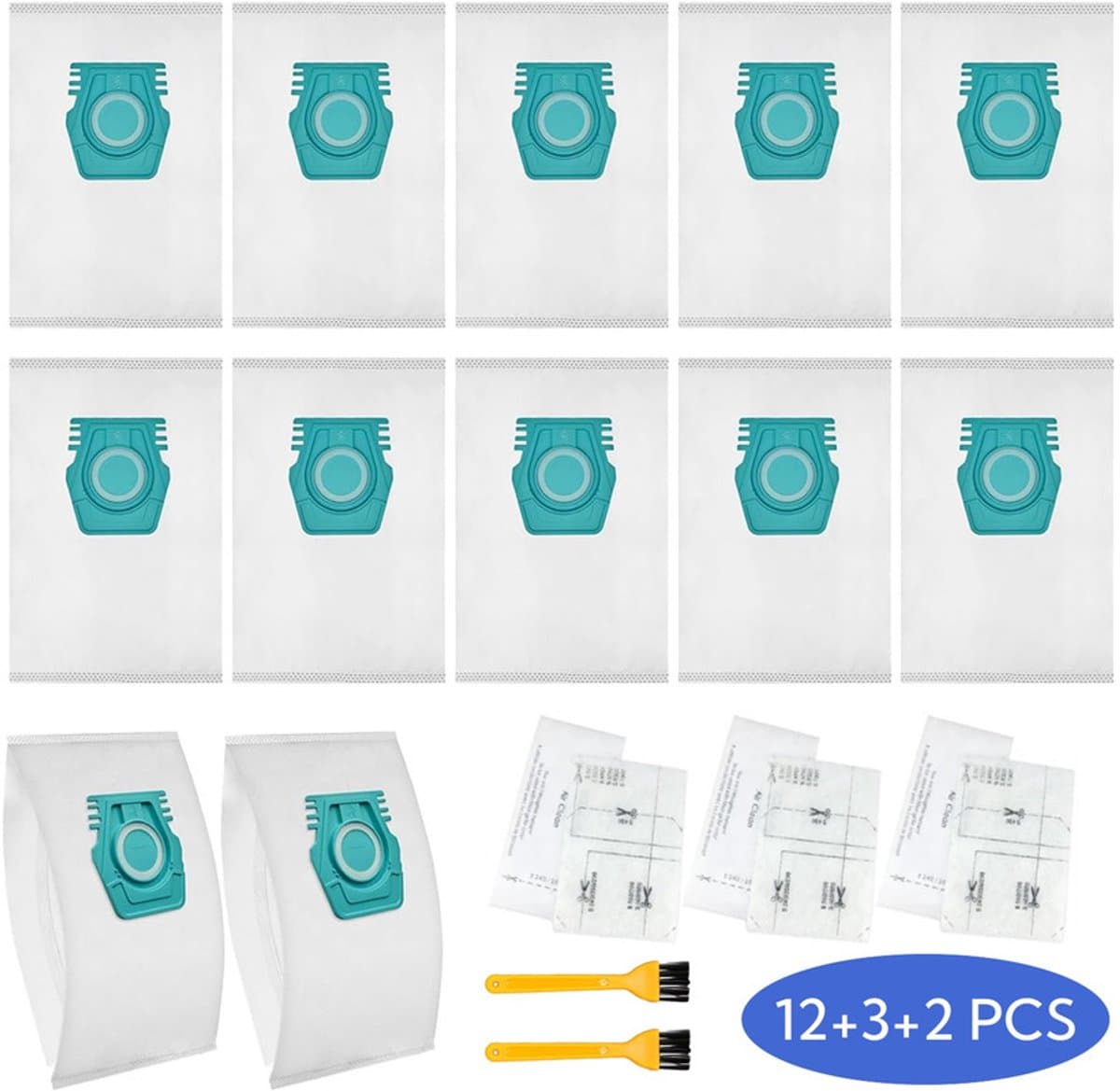 12 Stofzuiger Stofzakken Vervanging voor Miele TU Guard L1/Guard S1/CO Guard M1 Stofzuiger Accessoire Stofzak - 3 sets Filter Katoen Kleine borstel — afbeelding 1