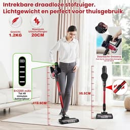 Steelstofzuiger Draadloos – Stofzuiger Zonder Zak met HEPA Filter | LED-Verlichting, 2 Snelheden, Tot 49 Min Looptijd — thumbnail 4