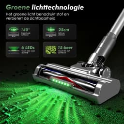 Fukstern Steelstofzuiger Draadloos - 38KPa krachtige zuigkracht - Tot 60 Min Accuduur - 4-voudig HEPA-Filtersysteem - 1,6L Stofreservoir - Anti-Klit Vloerborstel draadloze steelstofzuiger - zilverkleurig — thumbnail 5