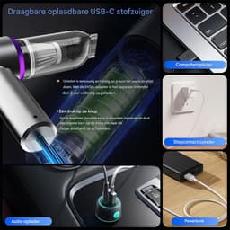 Ynkkvre -Handstaubsauger - Draadloze Stofzuiger - 3-Traps Zuigkracht 16.000 Pa + 4-In-1 Functie Blazen Opblazen Luchtonttrekking - 1 - Auto Huis Grijjs — thumbnail 3
