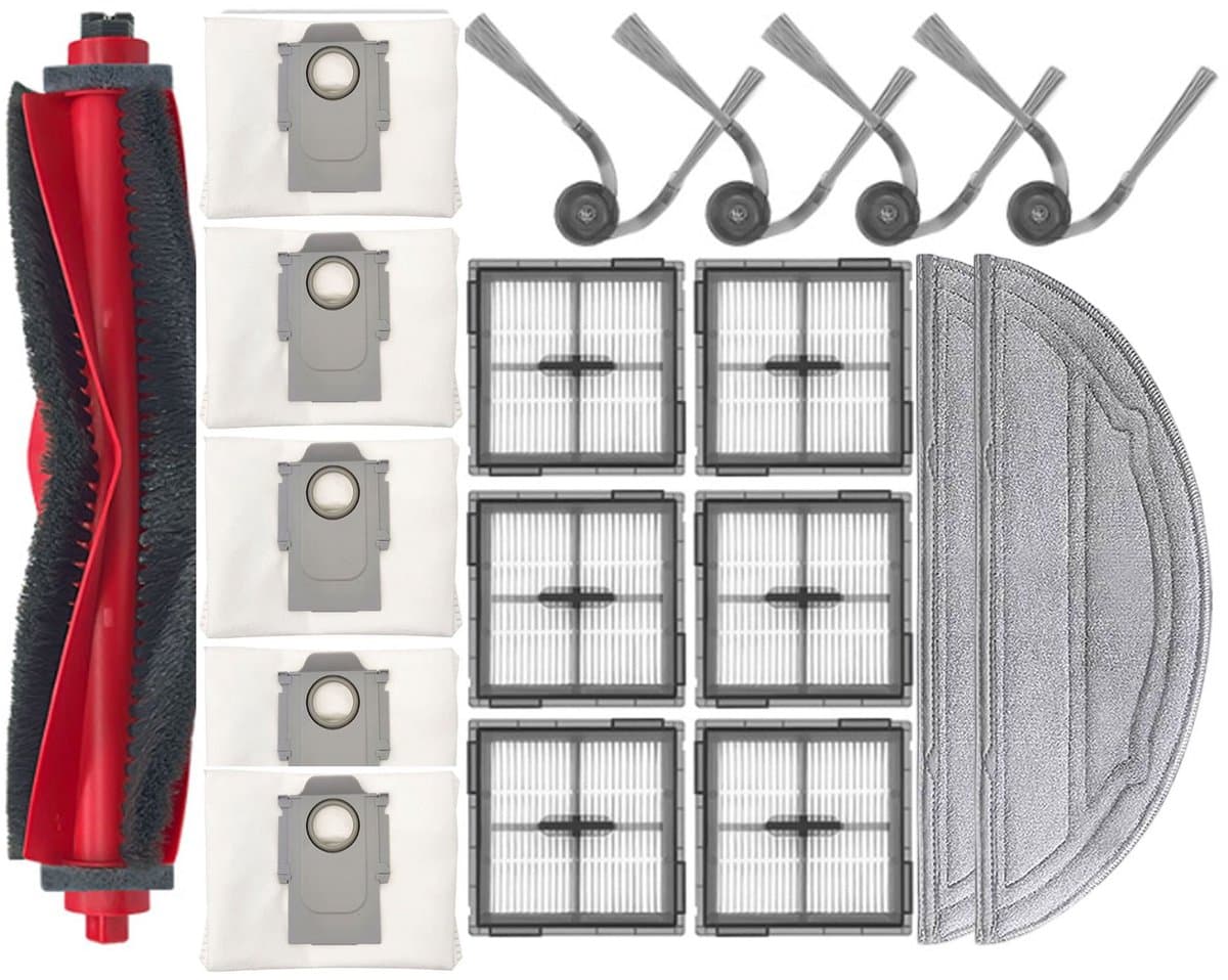 Accessoireset - 18-delige - Geschikt voor Roborock Q10 S5+ Robotstofzuiger - 1 Hoofdborstels, 2 Dweilpads, 4 Zijborstels, 6 HEPA-filters, 5 Stofzakken — afbeelding 1