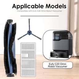 (10 Stuks) C20 Omni vervangende onderdelen Geschikt voor EUFY C20 Omni Robot -vacuüm, 1 rolborstel, 6 zijborstels, 3 HEPA -filters, C20 Omni vacuümafhankelijkheid Accessoires Kit — thumbnail 4