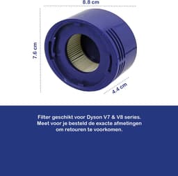 Multaparts® HEPA Filter cassette (set van 4 stuks) geschikt voor Dyson V7 / V8 series | Hoge luchtfiltratie voor schone lucht | Meet op voor je besteld | Vervanger voor Dyson 967478-01 — thumbnail 3