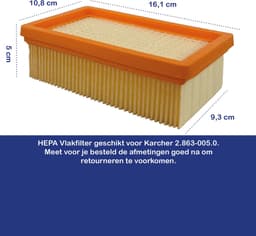 Multaparts® HEPA vlakfilter geschikt voor Kärcher -set a 2 stuks- wasbaar| Vlakfilter o.a. geschikt voor WD4, WD5, WD6, MV4, MV6 serie | Vervanger voor origineelnummer 2.863-005.0 — thumbnail 5
