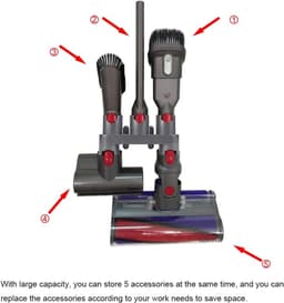 Ophangsysteem geschikt voor Dyson V7 V8 V10 V11 - Accessoire Houder - Voor 5 opzetstukken - Wandhouder Accessoires onderdelen - Muurbeugel - Muurhouder - Docking station - Onderdelen - Voor Steelstofzuiger — thumbnail 5