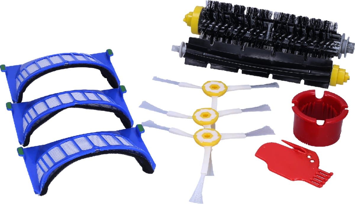 Sillar, accessoireset voor schoonmaakrobot, vervangingen, geschikt voor iRobot Roomba 600-serie, 3x HEPA filter, 1x hoofdborstel, 1x rolborstel, 3x zijborstels, 2x schoonmaakmiddel, 10st — afbeelding 1