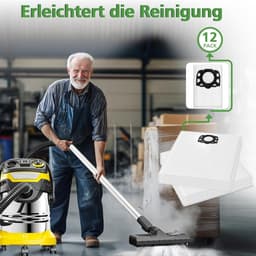 Allecto Premium - Stofzuigerzakken 12 stuks voor Kärcher WD4 WD5 WD6 - Vliesfilterzak KFI 487 - Handig in gebruik — thumbnail 2