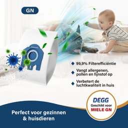 DEGG® - Stofzuigerzakken Geschikt voor MIELE GN - 16 Zakken + 8 Filter (motor & uitblaas) - Geschikt voor MIELE Complete C3, C2, Classic C1, S8, S5, S2 - XXL-PACK — thumbnail 2