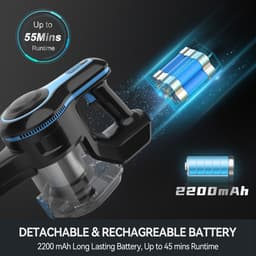 VacniQ Steelstofzuiger Draadloos -Geschikt voor dierenhaar, tapijten en auto's- Lichtgewicht --6 IN 1 Kruimeldief- Draadloze Stofzuigers - Steelstofzuigers - Kruimelzuiger - Blauw-50KPa — thumbnail 4