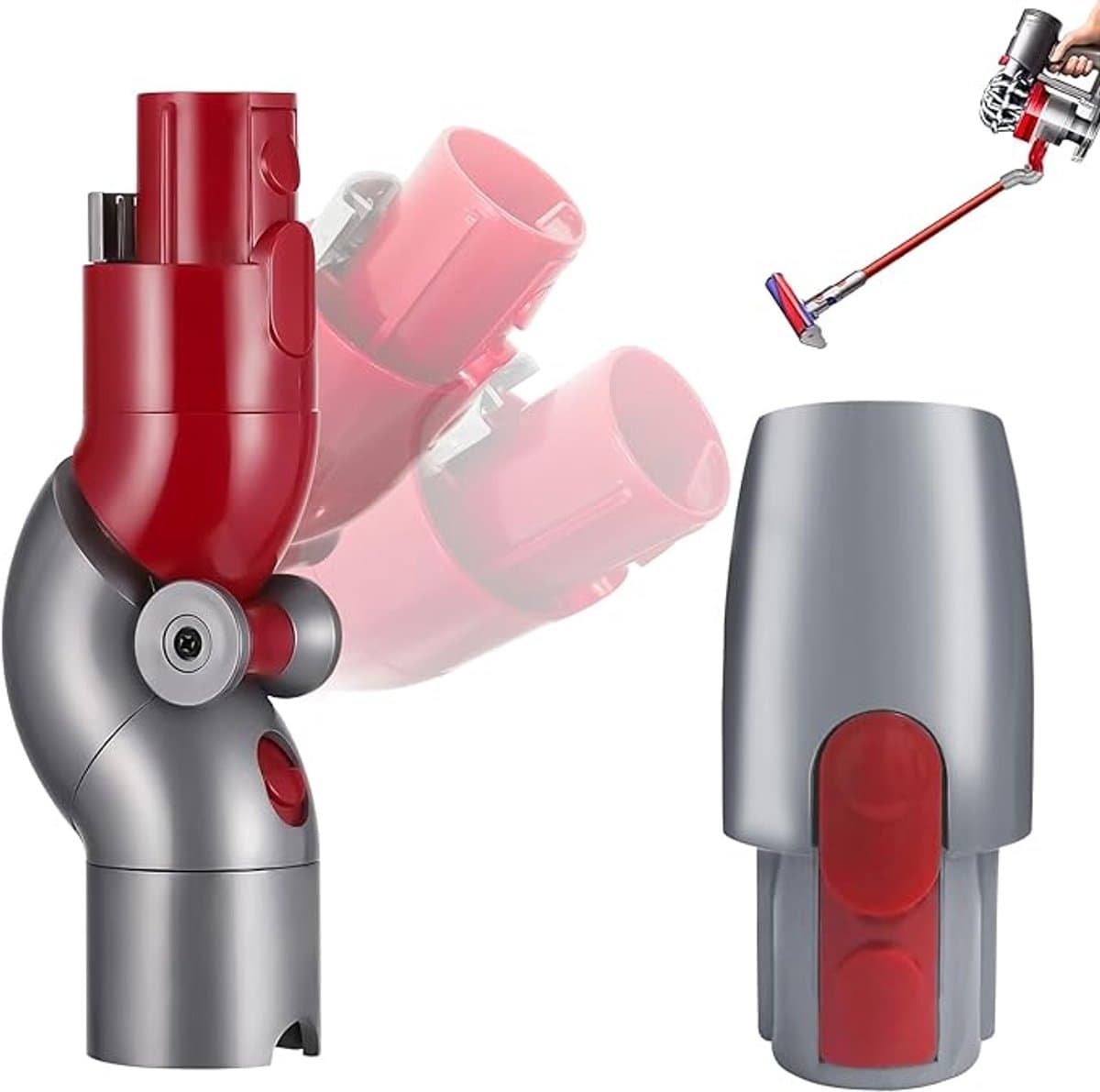 2 Stuks Vervangende Adapter - Geschikt Voor Dyson V7 V8 V10 V11 V15 Stofzuigeraccessoires - Adapter - Hoek Opzetstuk - Geschiktvoor Het Reinigen Van Vloeren En Hoeken - 1 Bovenste Adapter, 1 Onderste Adapter — afbeelding 1