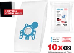10x Miele Stofzuigerzakken GN - 3D stofzakken + Filter set - Hygiëne en Motor filter meegeleverd! Premium kwaliteit - Multi lagen - Anti Allergie -Geschikt voor o.a. Miele C3, C2, S8, S5, S2, S8000, S5000, S200, S800, S600, S400 — thumbnail 1