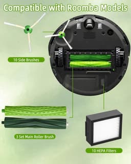 Onderhoudsset XL - Geschikt voor iRobot Roomba - i7 i7+ (niet j7+) i1 i1+ i3 i3+ i4 i4+ i5 i5+ i6 i6+ i8 i8+ e5 e6 e7 - Geschikt voor iRobot Roomba Onderdelen : 6 Roller, 10 hoogwaardige filters en 10 zijborstels. — thumbnail 5