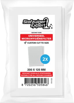 2x Universeel Micro / Hygiëne filter voor alle Stofzuigers - 2 stuks 200x125mm Kwaliteits Uitblaasfilter - O.a. geschikt voor Miele, Siemens, Philips, Bosch, Siemens, AEG, Electrolux etc. — thumbnail 2