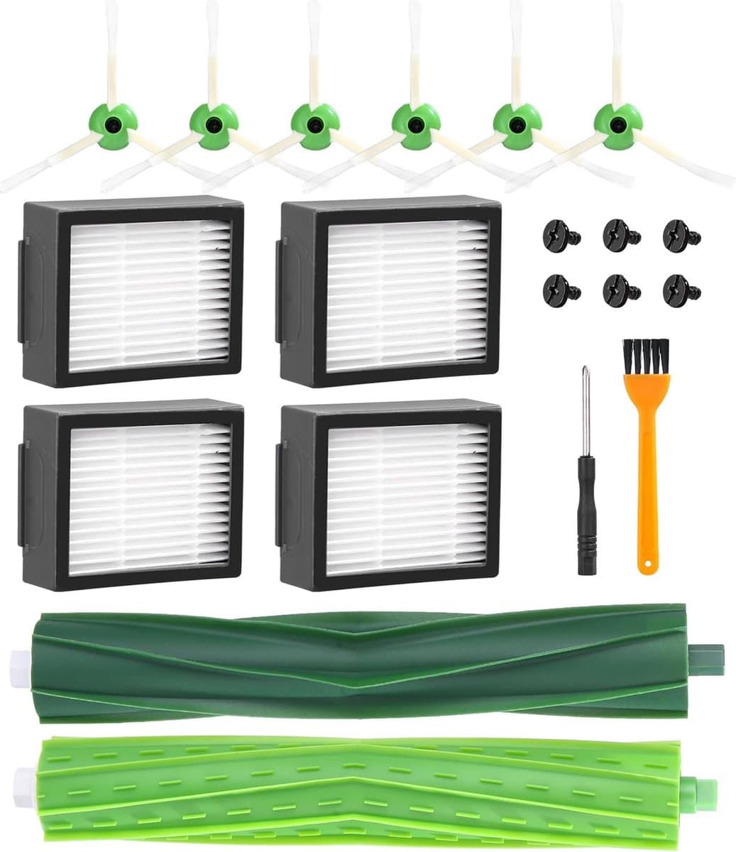 Borstel reserveonderdelen geschikt voor Roomba E & I-serie i7 i7+ i3 i3+ i4+ i6 E5 E6,Accessoires Accessoires geschikt voor roomba, 1 rubberborstels, 4 hoogwaardige filters, 6 zijborstels.(niet voor Combo j7+/j9) — afbeelding 1