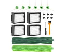 Borstel reserveonderdelen geschikt voor Roomba E & I-serie i7 i7+ i3 i3+ i4+ i6 E5 E6,Accessoires Accessoires geschikt voor roomba, 1 rubberborstels, 4 hoogwaardige filters, 6 zijborstels.(niet voor Combo j7+/j9)