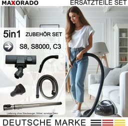 MAXORADO Stofzuiger Set 5-delig - Vloerzuigmond + telescopische buis + handgreep + 1,8m slang + meubelborstel - geschikt voor Miele, Complete C3, S8 Serie — thumbnail 3