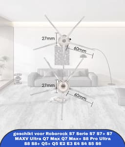 (10 Stuks) Zijborstel Vervangende Onderdelen geschikt voor Roborock S7 Serie S7 S7+ S7 MAXV Ultra Q7 Max Q7 Max+ S8 Pro Ultra S8 S8+ Q5+ Q5 E2 E3 E4 S4 S5 S6 Zijborstels Accessoire Kit 5 Paar Wit — thumbnail 4