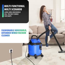 Nat en Droogzuiger - Water Stofzuiger - Waterzuiger - Waterstofzuiger - 30 KPa - 1800 Watt - Water reservoir 15 liter - Blauw - 4 Zwenkwielen — thumbnail 5