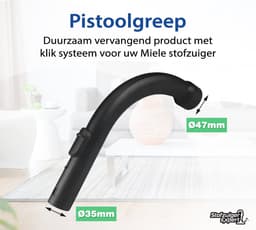 Handgreep geschikt voor Miele - Past op o.a. C1, C2, S2000, S4000, S5000, S6000, S8000, S2, S4, S5, S6 en S8 series - Pistoolgreep van hoge kwaliteit - Simpel zelf uw greep vervangen van uw stofzuiger! — thumbnail 4