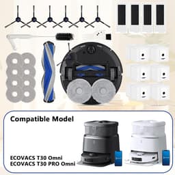 Geschikt voor 27-delige accessoireset voor ECOVACS DEEBOT T30 Omni/DEEBOT T30 Pro Omni robotstofzuiger, 1 hoofdborstel 6 zijborstels 4 HEPA-filters 6 stofzuigerzakken 8 doeken enz., blauw — thumbnail 2