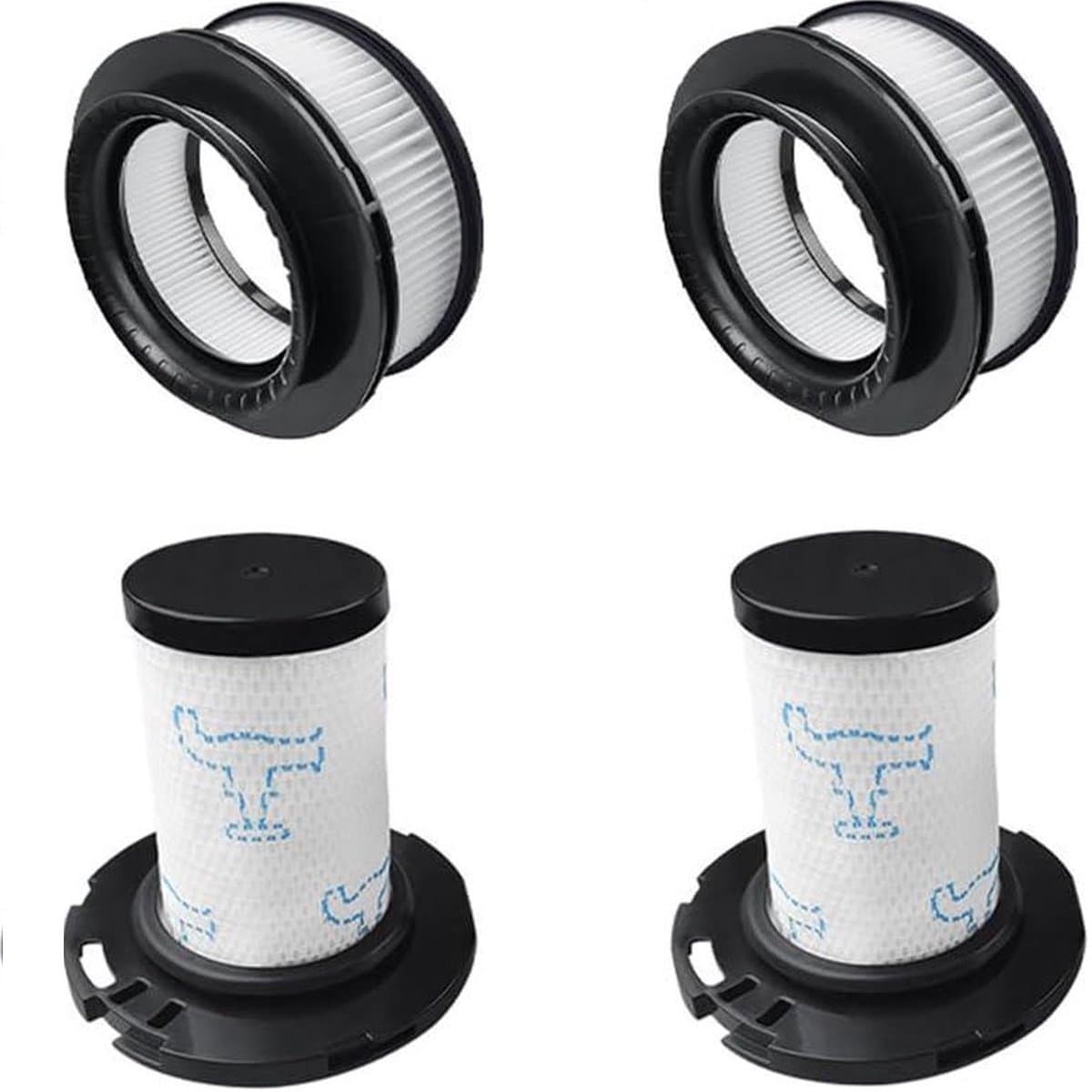 Replacements® filter set geschikt voor Rowenta X-Force Flex 11.6 12.6 14.6 15.6 - ZR009007 - 4 stuks — afbeelding 1