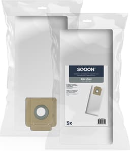 SQOON® Stofzuigerzakken Geschikt voor Kärcher T7 / T9 / T10 3-D - Vervangt 6.904-333.0 / 69043330 / 6.904-335.0 / 69043350 - 5 Stuks — thumbnail 1
