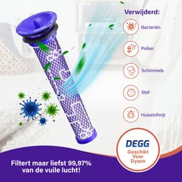 DEGG® - Pre-Filter - Geschikt voor Dyson V8, V7 en V6 - Wasbaar - Onderdelen - Vervangt DC58, DC59, DC61 en DC62 - Animal Stofzuiger - Duurzaam - 3 STUK(S) — thumbnail 5